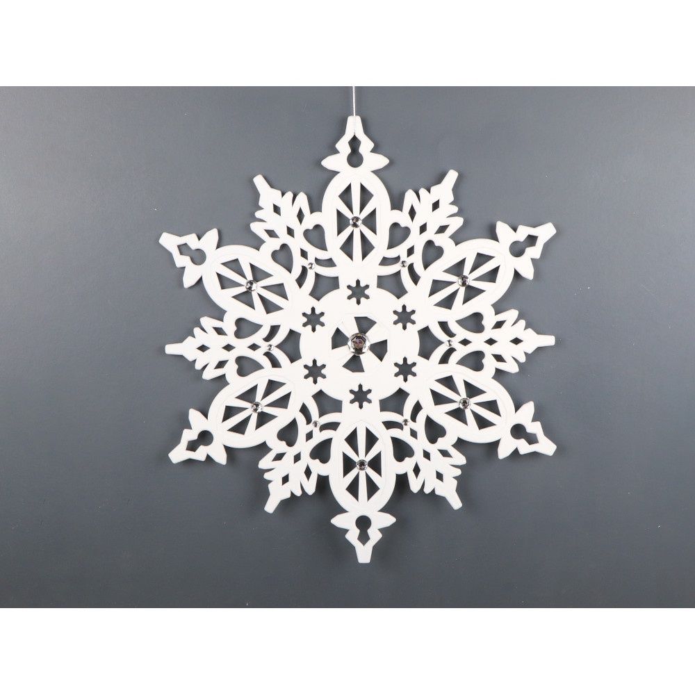 Ornament, 24" White Jewel Flock Snowflake