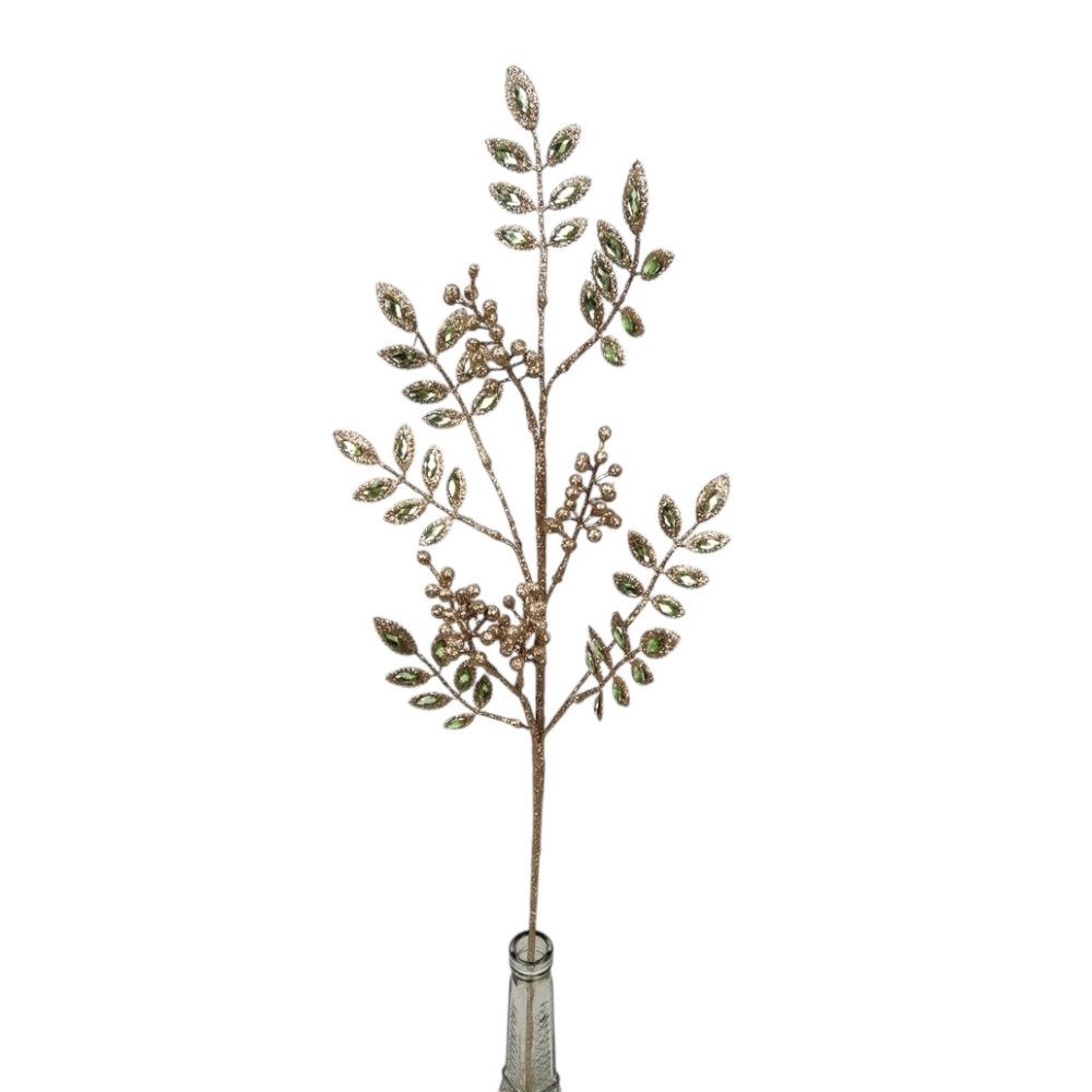 Spray, 29&quot; Green Champagne Jewel Leaf Berry