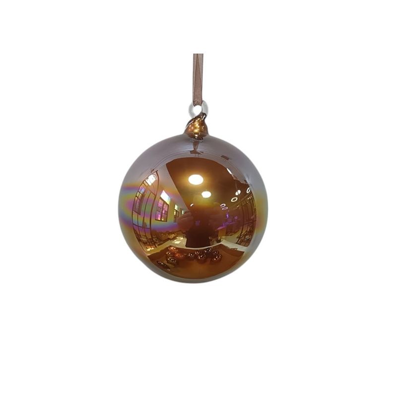 Ornament, 4&quot; Brown Iridescent Glass Ball