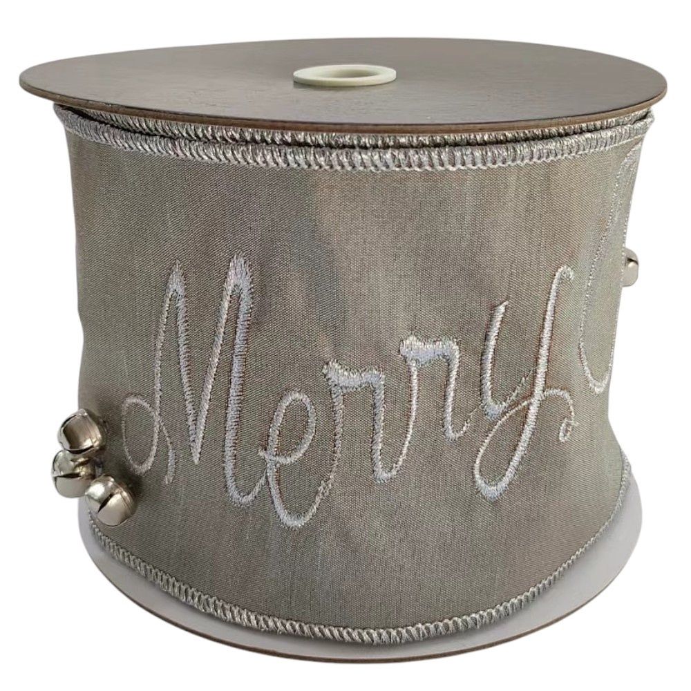 Ribbon, Platinum Merry Christmas Bell 4&quot;x10yd