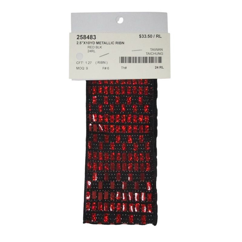 Ribbon, Red/Blk Metallic 2.5&quot;x10yds