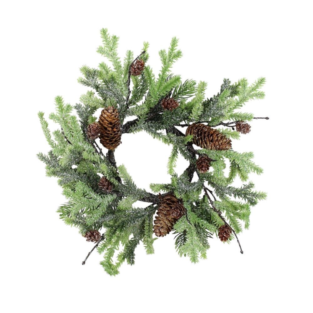 Candle Ring, Frost Pine w/Cone