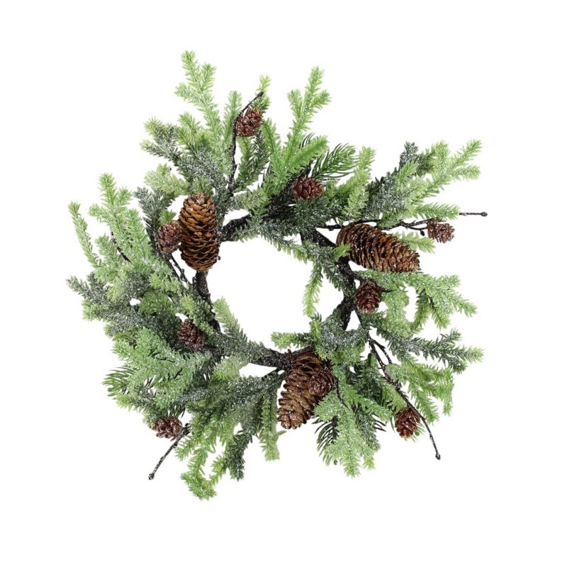 Candle Ring, Frost Pine w/Cone