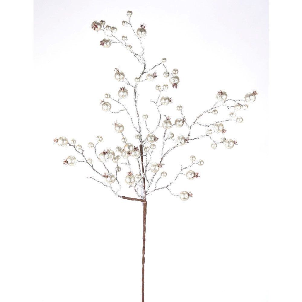 Spray, 38&quot; Pewter Gilded Frosted Crabapple