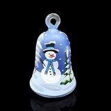 Ornament, Lt Blue Blown Glass Bell Snowman Design