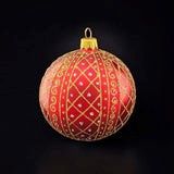 Ornament, Red Blown Glass w/Crisscross Design