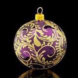 Ornament, Purple Blown Glass Purple/Gold Modern Design