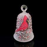 Ornament, Frosted Blown Glass Bell Red Cardinal Design