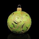 Ornament, Green Blown Glass Modern Design Green/Gold