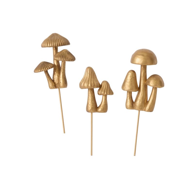 Stake, 7&quot; Gold Troop Mushroom 3 Asst