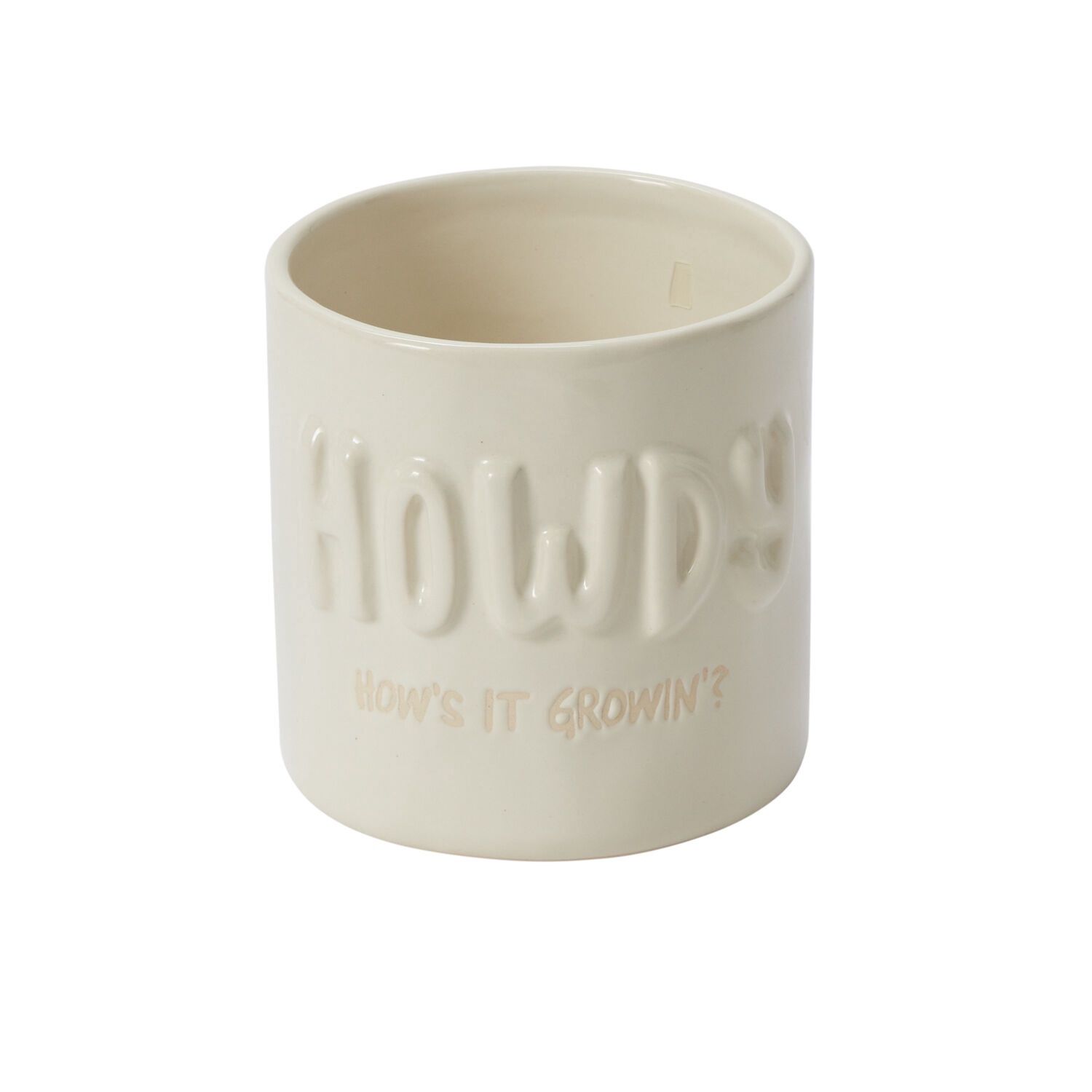 Pot, White 5"x5" Howdy How's it Growin'?