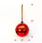 Bell, 13&quot; Red Metal Christmas w/Snowflake Cutout