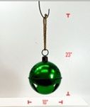 Bell, 13&quot; Green Metal w/Snowflake Cutout