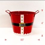 Bucket, 6x7&quot; Red Metal Santa Pail