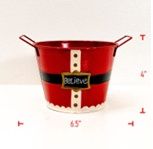 Bucket, 4x5&quot; Red Metal Santa Pail