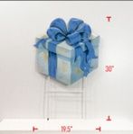 Yard Decor, Classic Blue Metal Christmas Present