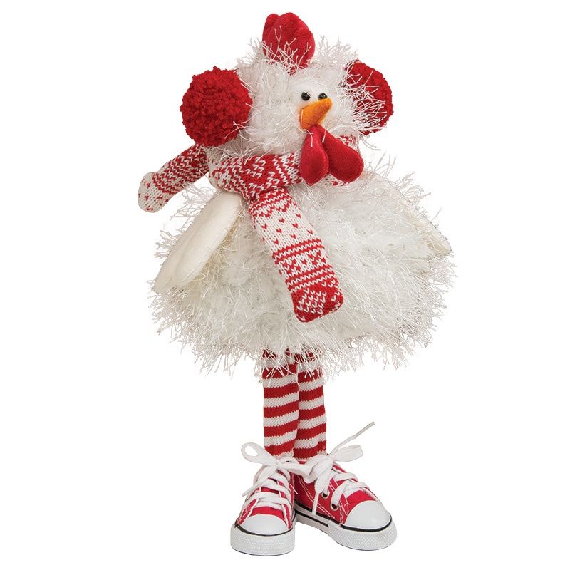 Nordic Winter Standing Fluffy Chicken 12&quot;