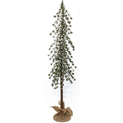 Tree, Glistening Snowy Mini Ming Pine w/Base 4&#39;