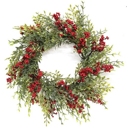 Candle Ring, Teeny Leaves &amp; Red Berries 6&quot;