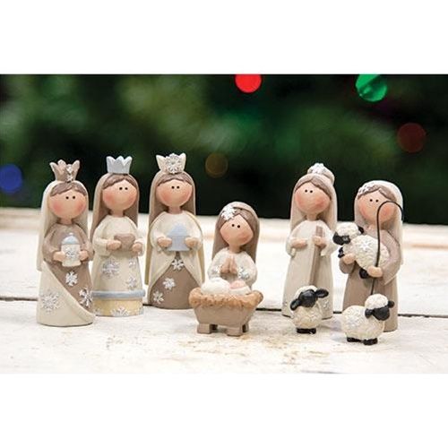 Nativity, Cream &amp; White Resin Set/9