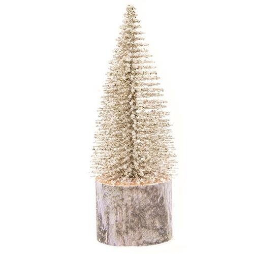 Tree, Champagne Glitter Snowy Bottle Brush on Base 6"