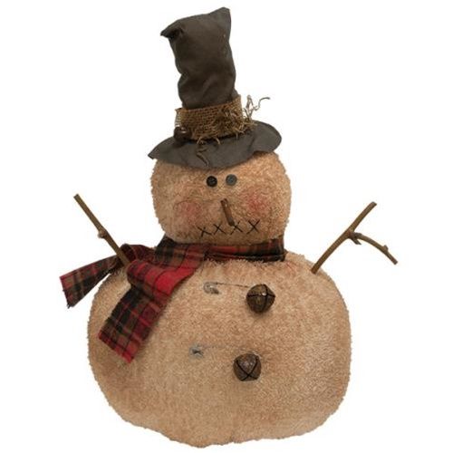 Snowman, Jingle Bell Rustic Plush 14&quot;