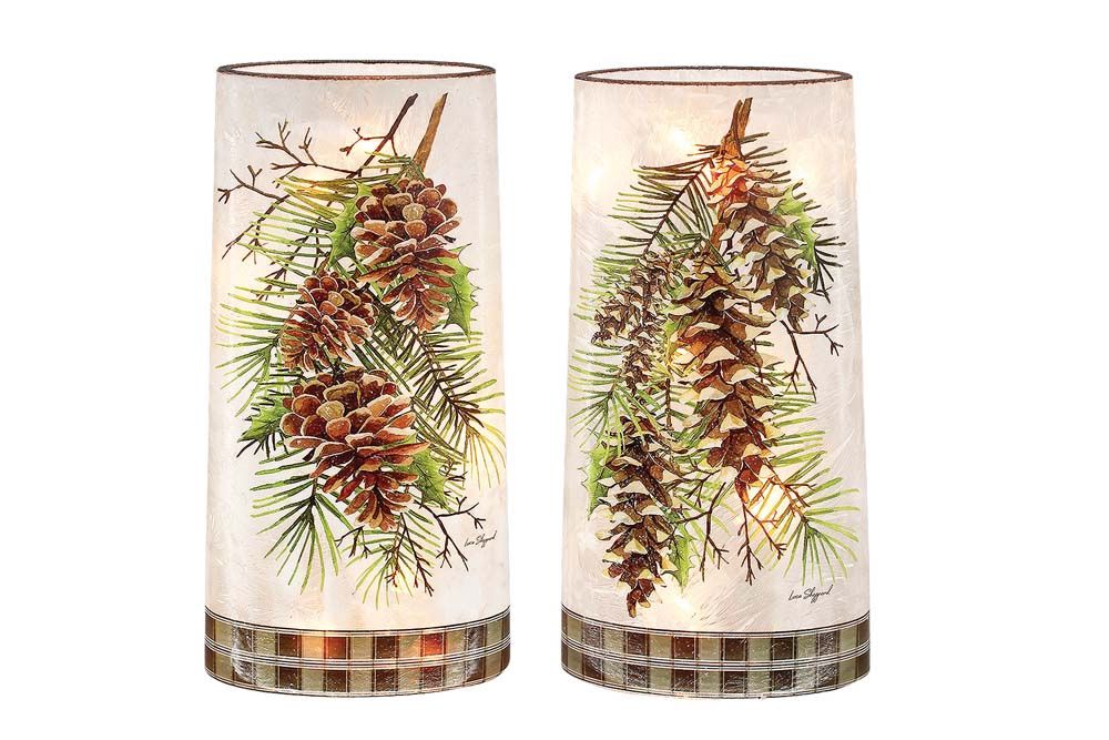 Luminary, Country Pine Pre-Lit Glass 5.5x2.25x10