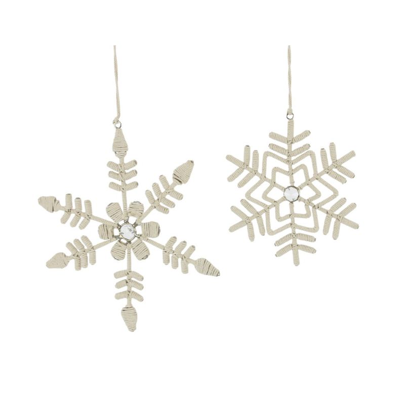 Ornament, Set/2 Natural Twine Wrapped Snowflake
