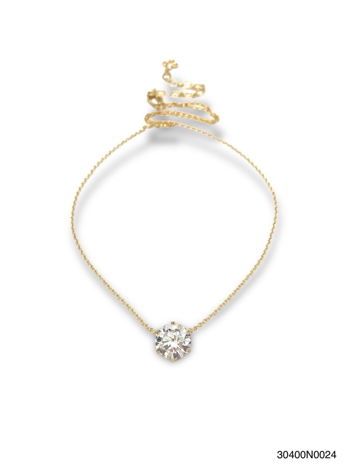 Necklace, Ava Brilliant Round Gld/WG