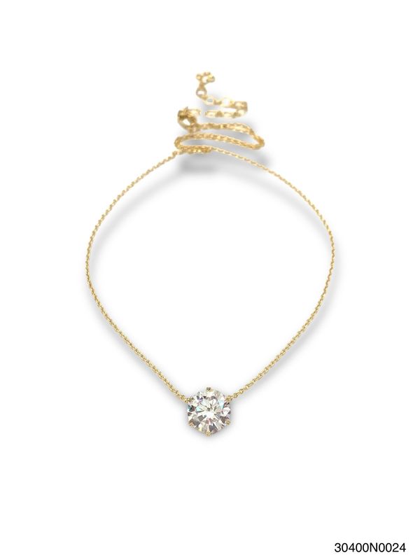 Necklace, Ava Brilliant Round Gld/WG