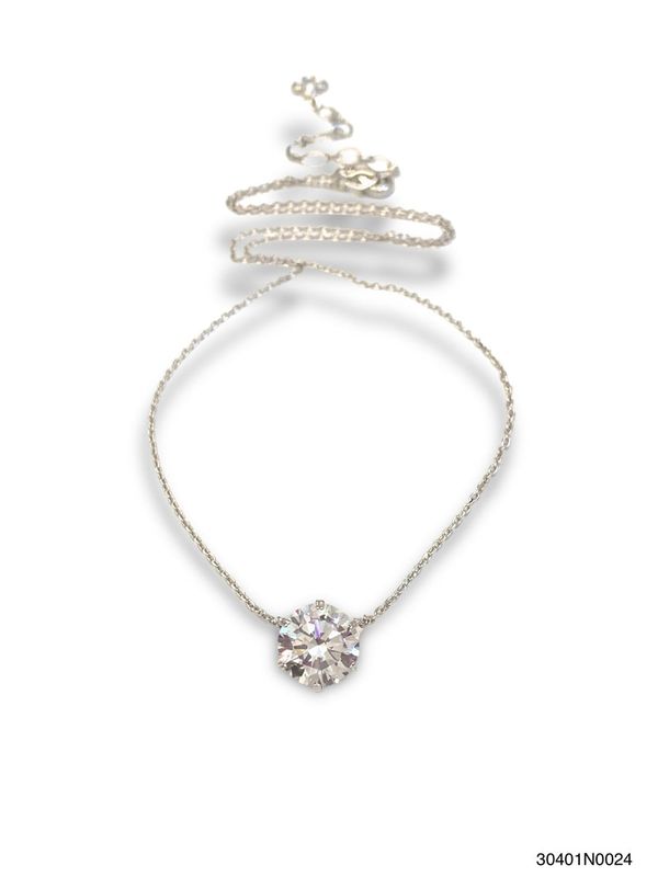 Necklace, Ava Brilliant Round Gld/WG