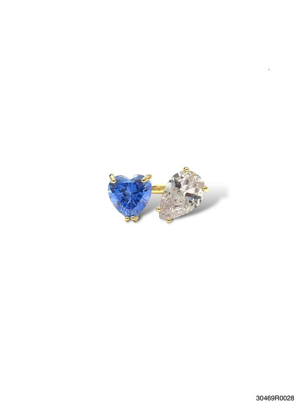 Ring, Ava Adjustable 3 Asst. Gold/WG (Available in L. Blue, Pink &amp; Emerald)