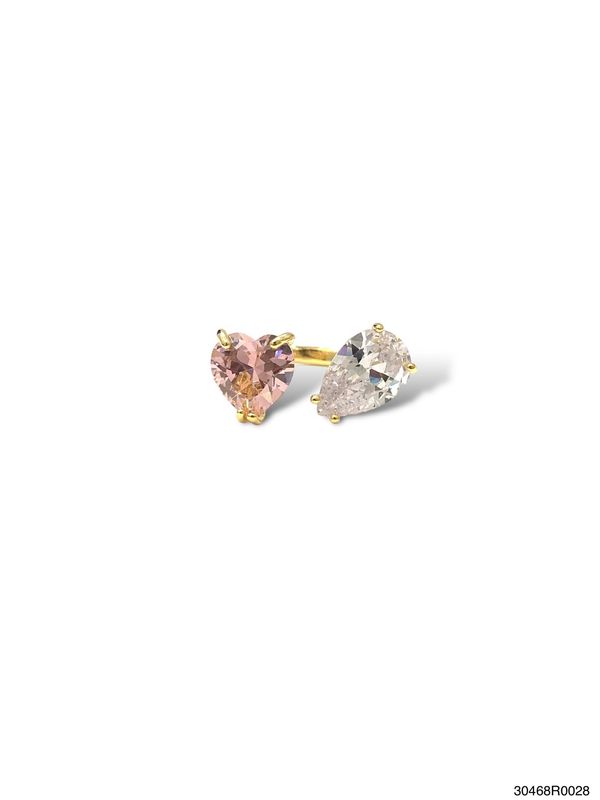 Ring, Ava Adjustable 3 Asst. Gold/WG (Available in L. Blue, Pink &amp; Emerald)