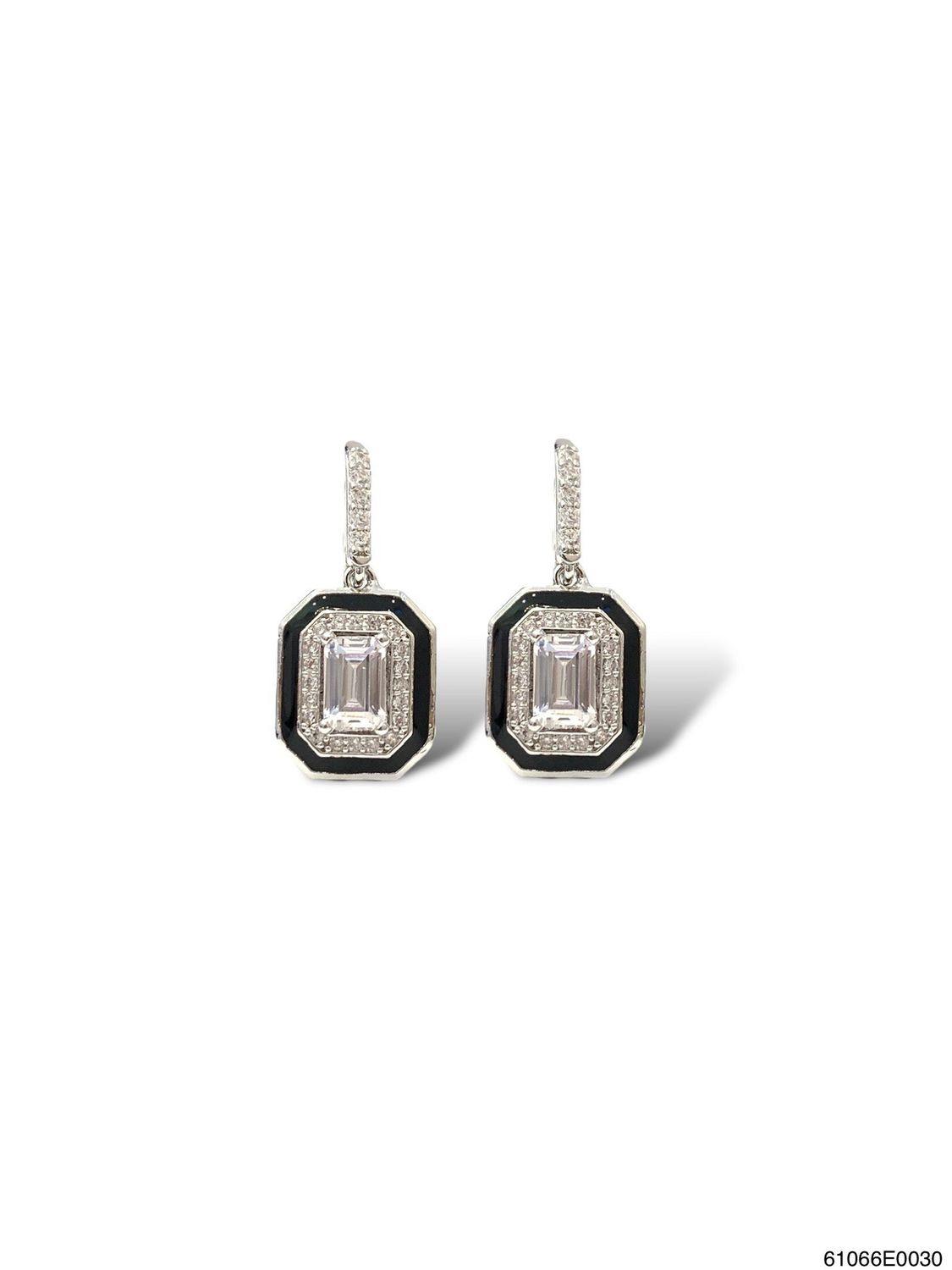 Earrings, Sofia Drop Gld/WG, Black/White