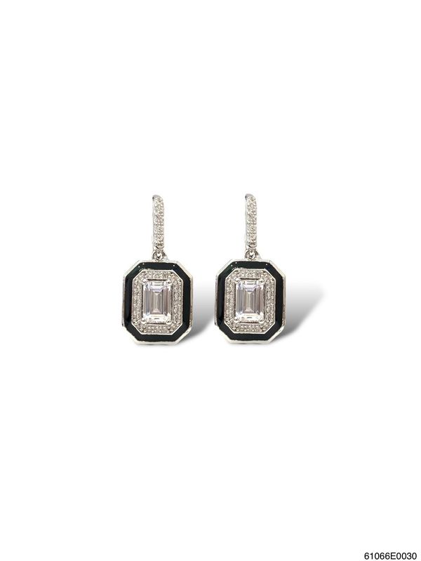 Earrings, Sofia Drop Gld/WG, Black/White