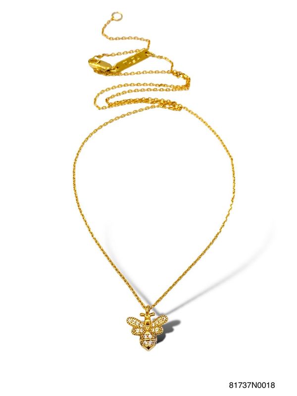 Necklace, Bee Happy Short (Gold Finish)