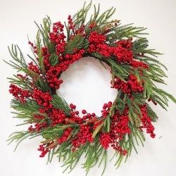 Wreath, 30&quot; Red Berry &amp; Pine