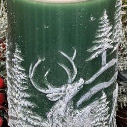 Water Candle, Deer &amp; House Green