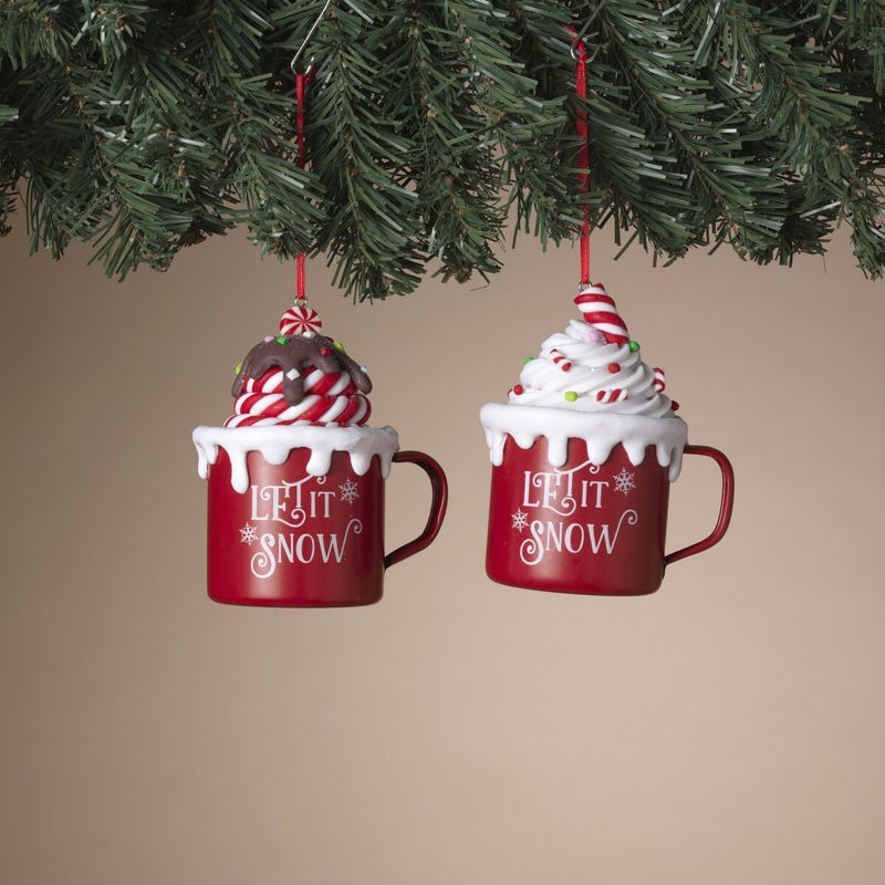 Ornament, 4&quot; Clay Dough Ice Cream in Metal Mug 2 Asst