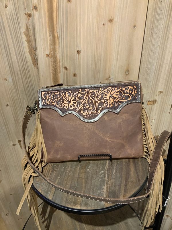 Hand Tooled Bag, Mocha