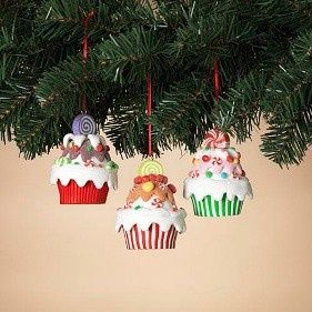 Ornament, 3.4" Clay Dough Holiday Cupcake
