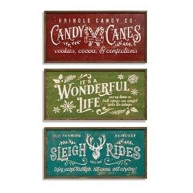 Sign, Wood Holiday Engraved 3 Asst