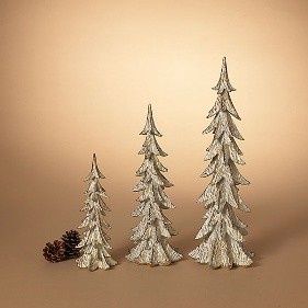 Tree, Set/3 Resin Gold w/Cream Lg is 18&quot;