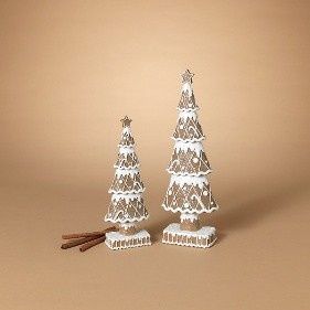 Tree, Set/2 Gingerbread Brown/White Lg is 15.76&quot;