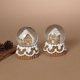 Snow Globe, 4.3&quot; Gingerbread House Brown/White