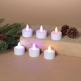 Set/6 Rechargeable LED Tea Light w/Multi Color Function Remote