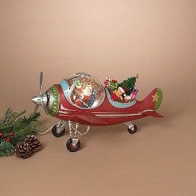 Snow Globe, 17.25&quot; Airplane w/Santa Cord Included