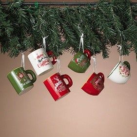 Ornament, 2.9" Ceramic Coffee Mug 6 Asst