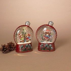 Snow Globe, 6.75&quot; Lighted Spinning Water Ornament w/Highland Cow 2 Asst