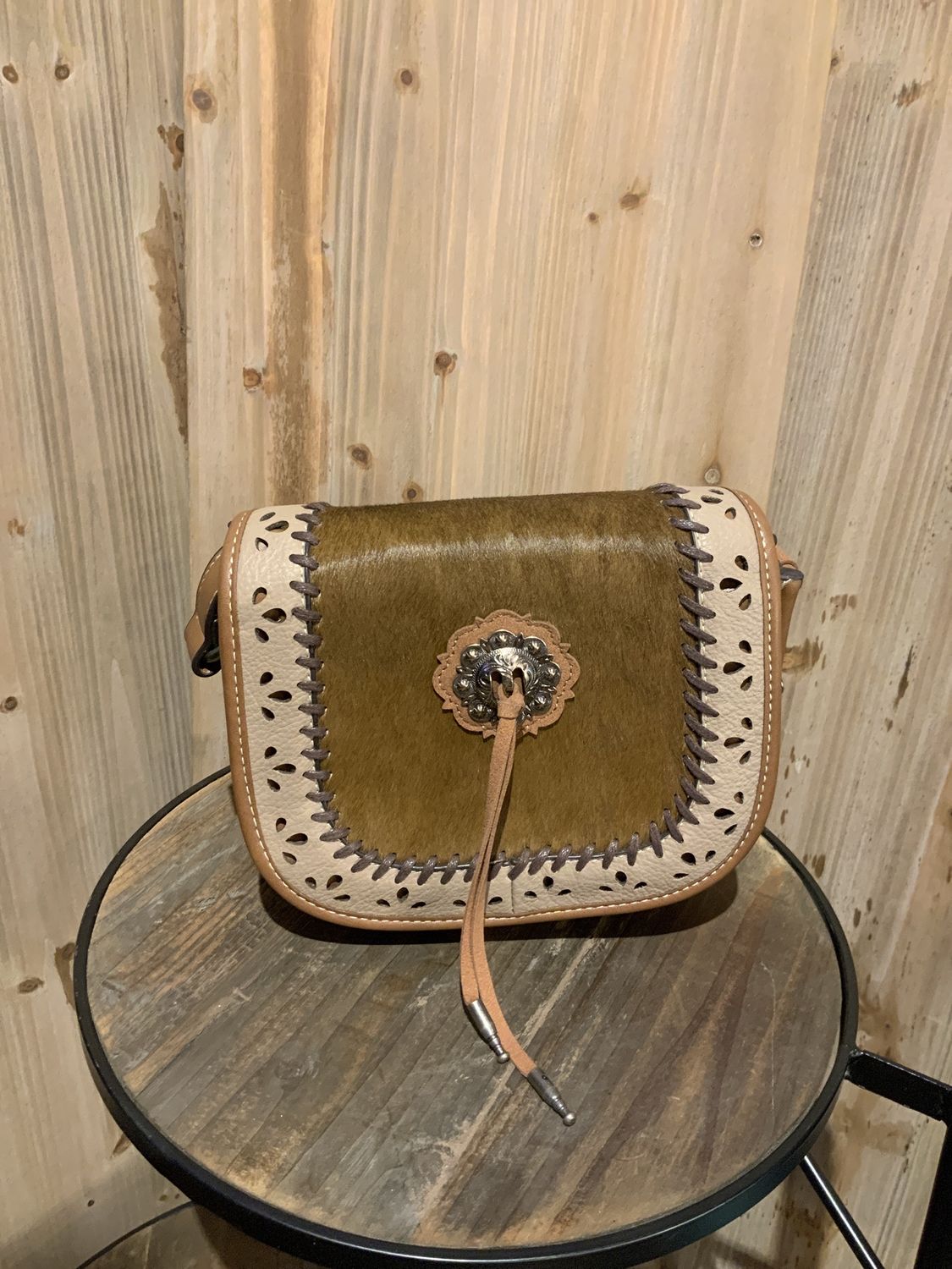 Crossbody, Hair On Conchos Brown
